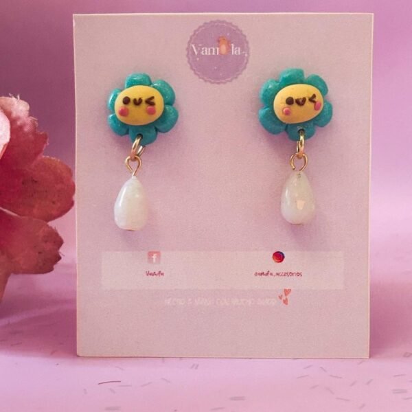 Aretes flor brillante