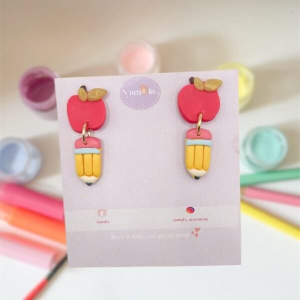 Aretes lápiz manzana