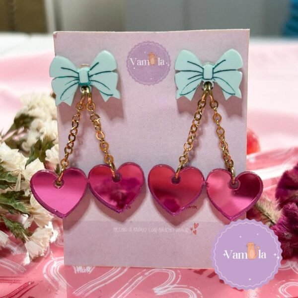 Aretes corazones cerezas