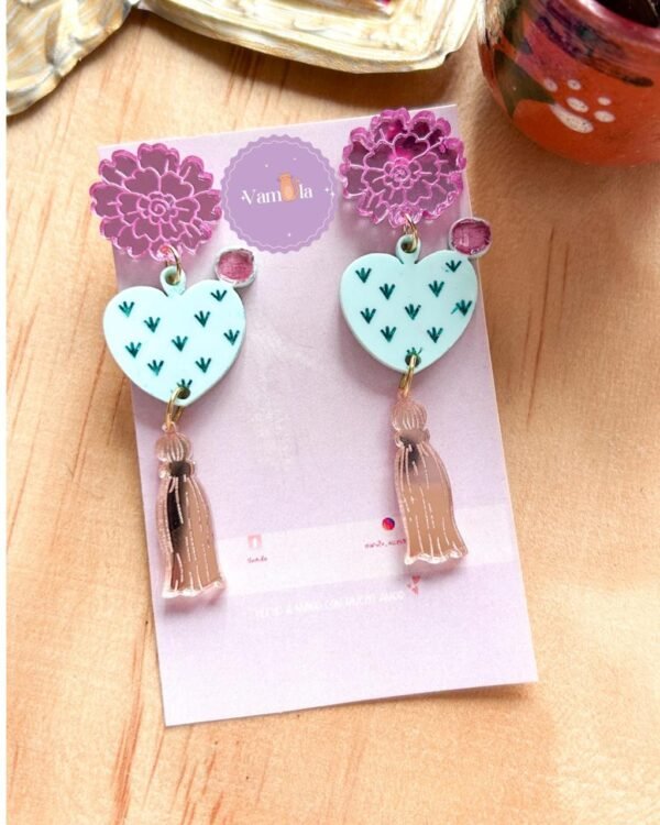 Aretes corazón de nopal